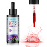 Vitamatic B12 liquide fabriqué aux États-Unis, label qualité visible.