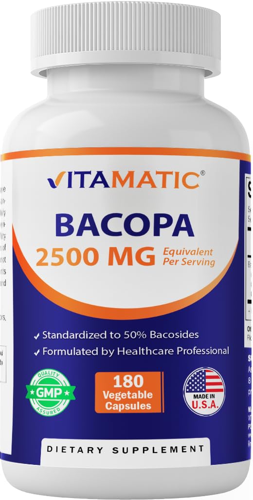 Bouteille Vitamatic Bacopa Monnieri, soutien potentiel à la clarté mentale