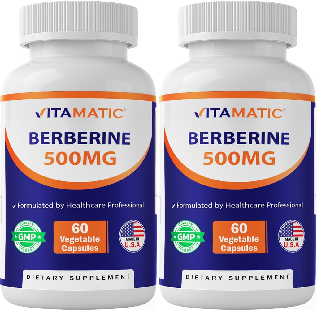 Vitamatic Berberine 500 mg – bouteille végétales pour une utilisation pratique.