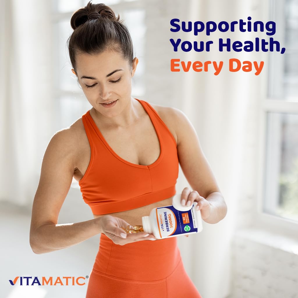 Vitamatic Berberine 500 mg – emballage sans OGM et ingrédients nets.