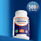 Capsules végétales Vitamatic Berberine, format pratique pour ingestion régulière.