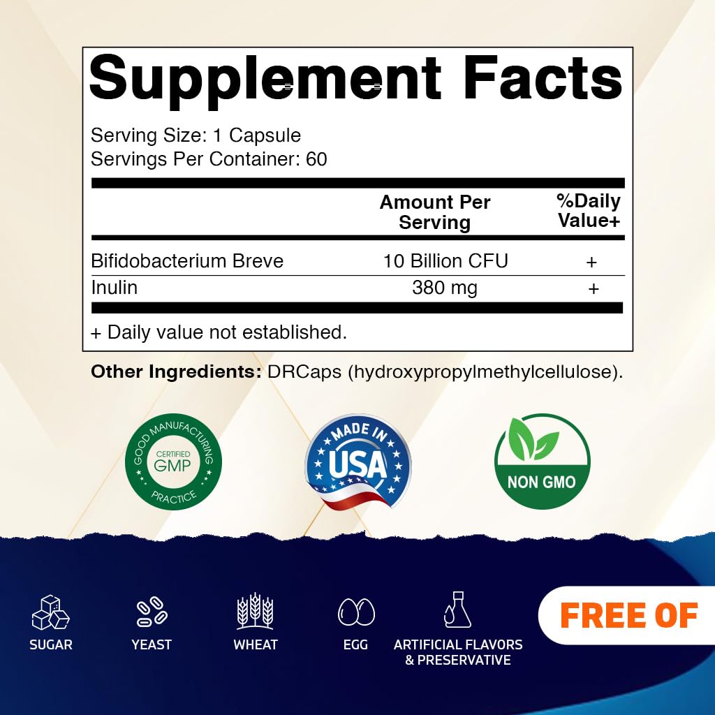 Capsules DRcaps Vitamatic Bifidobacterium Breve protégeant les ingrédients.