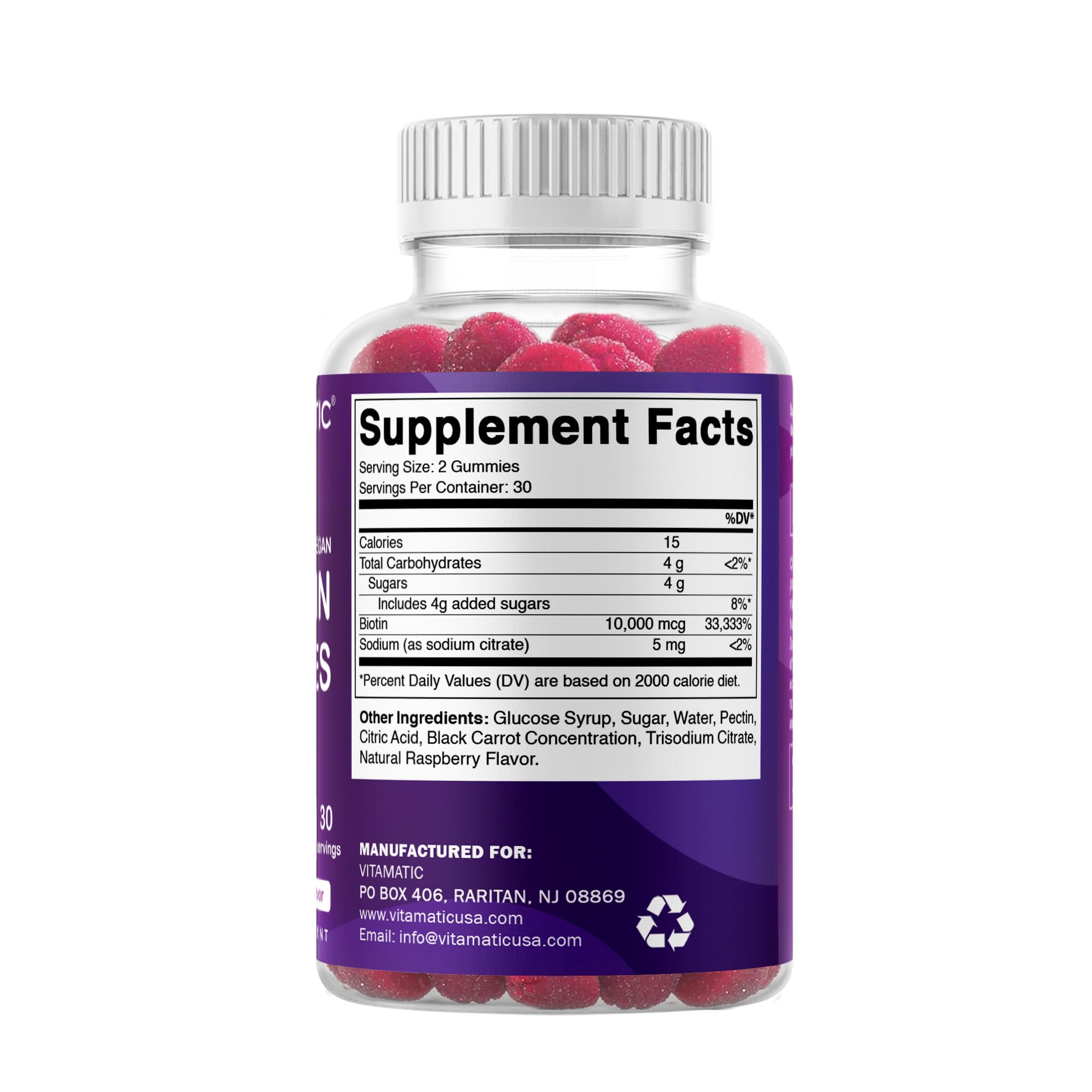 Vitamatic Biotine Gommes : sans conservateurs et colorants artificiels