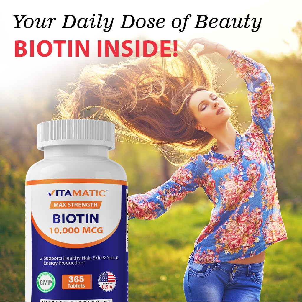 Étiquette Vitamatic Biotin - qualité et fabrication américaines garanties.