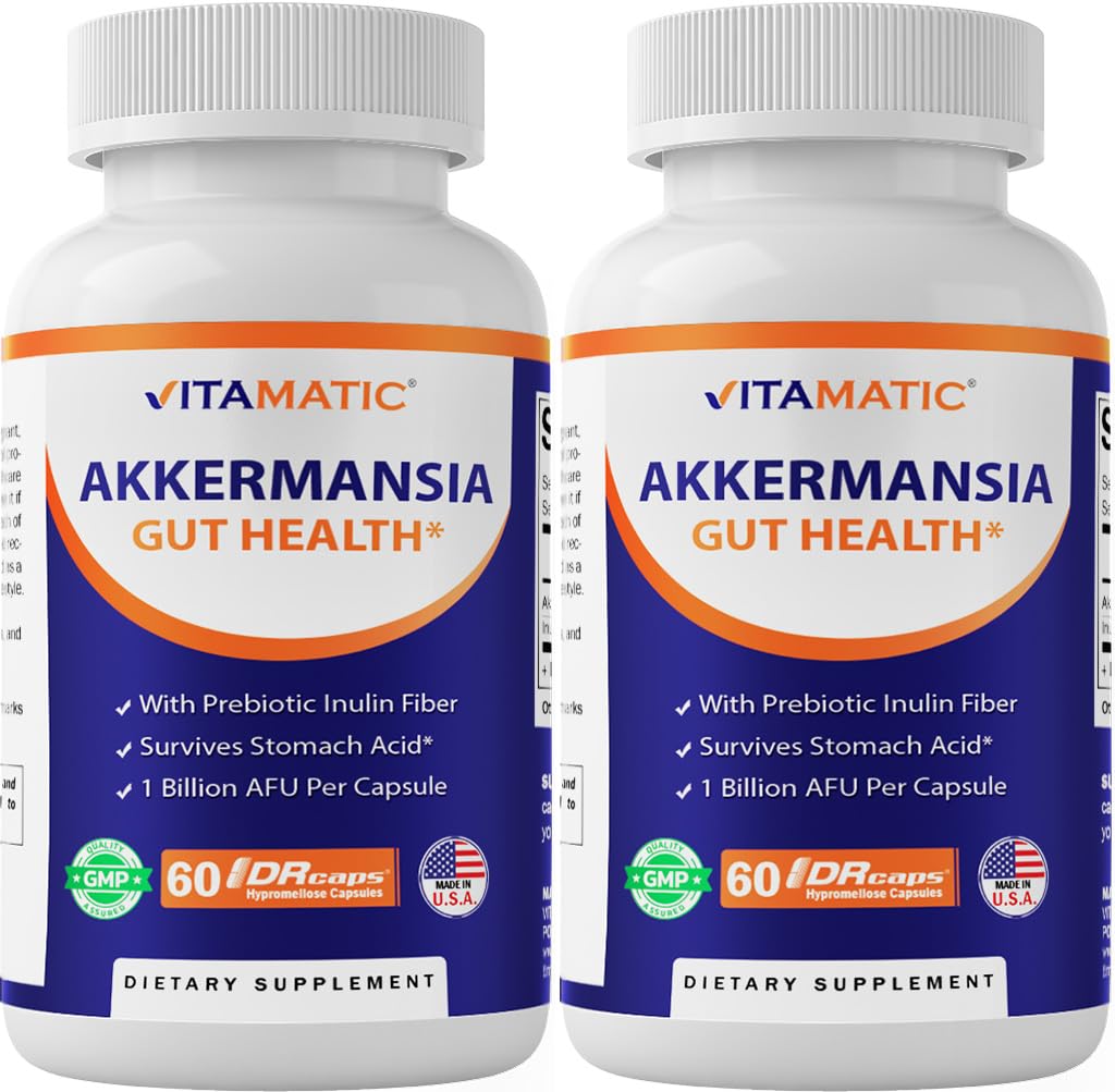 Vitamatic Akkermansia Muciniphila, boite montrant le packaging, soutien potentiel au bien-être digestif.
