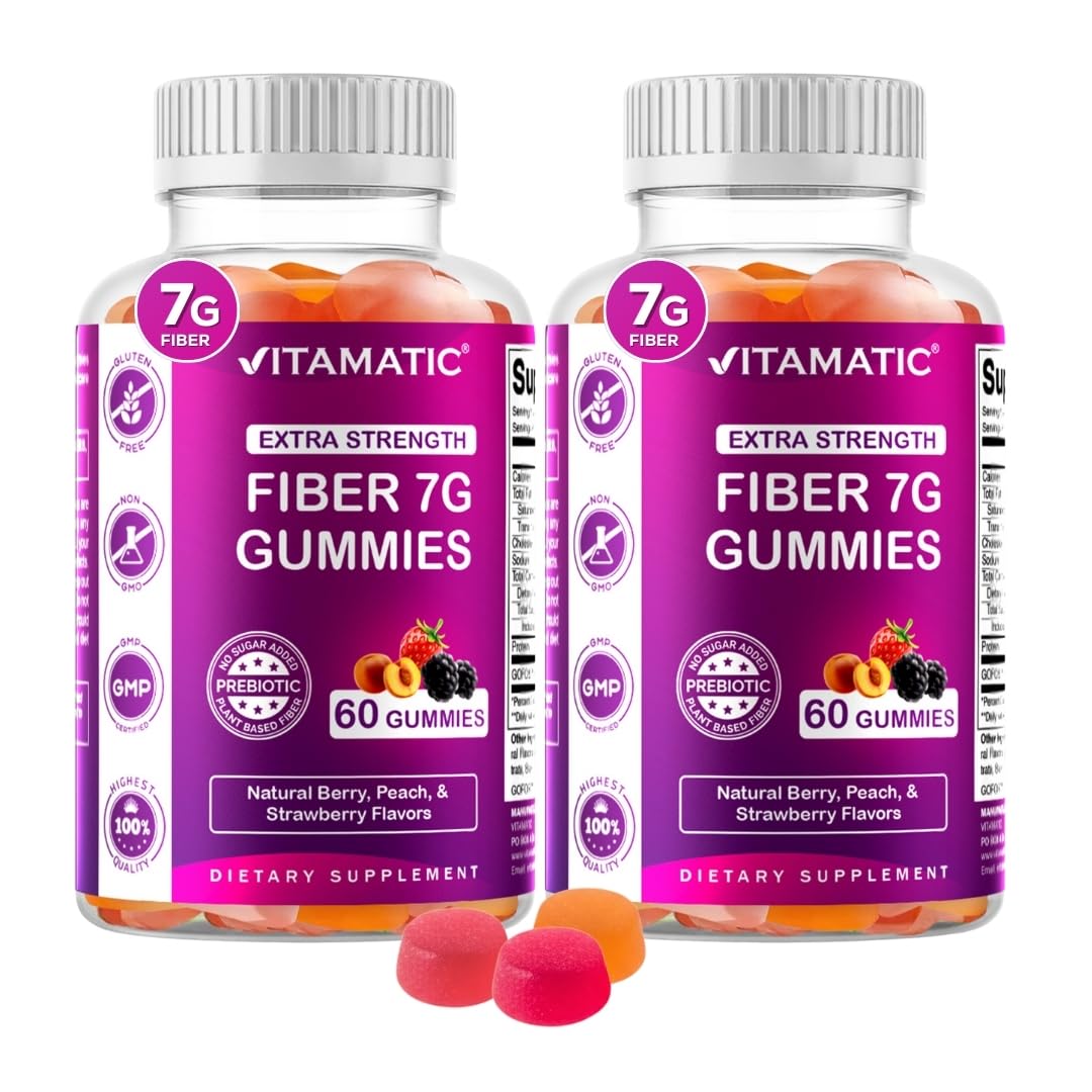 Vitamatic Prebiotic Fiber Gummies : bouteille prête à intégrer la routine quotidienne.