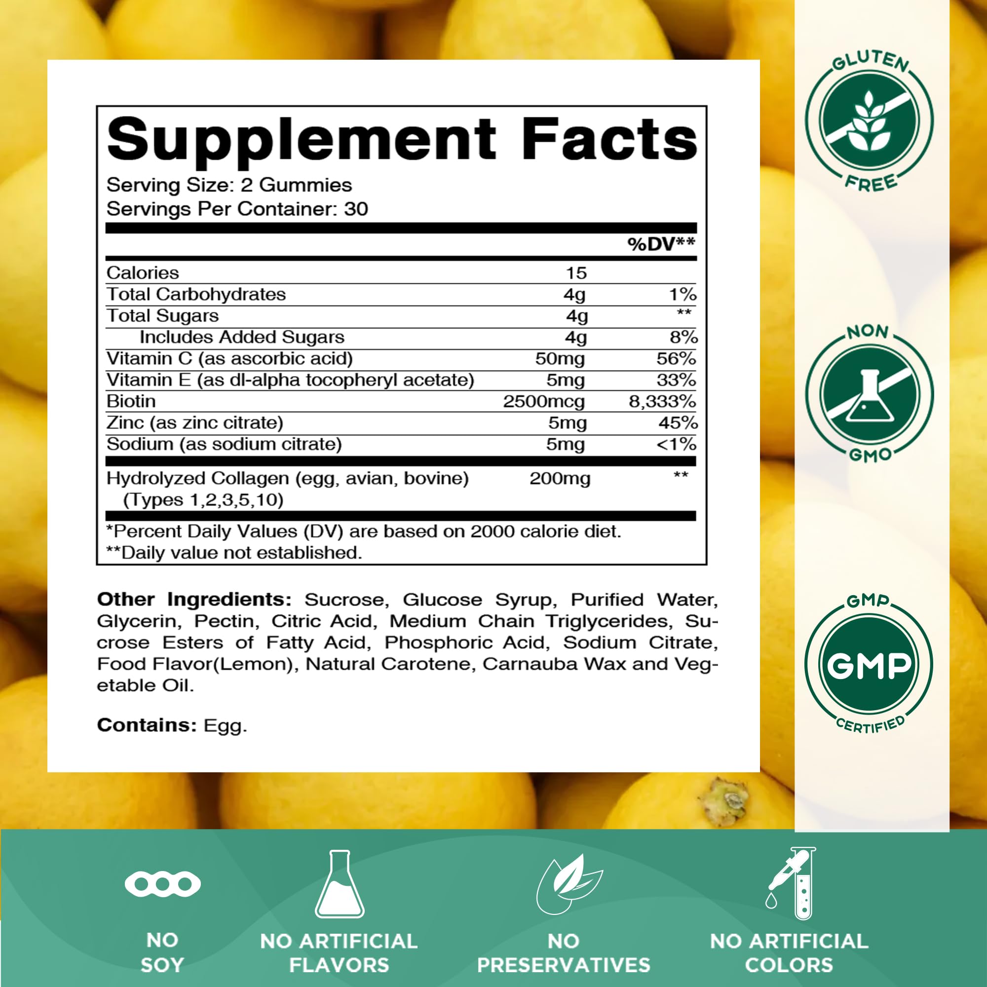 Gomme Vitamatic collagene hydrolysee en gros plan, texture fruitée et agréable