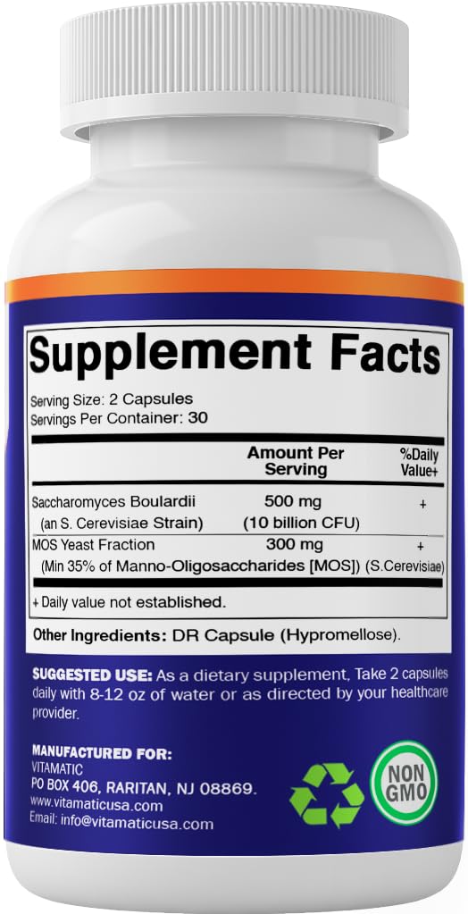 Étiquette Vitamatic; ingrédients sans amidon, levure, maïs, blé et œuf.