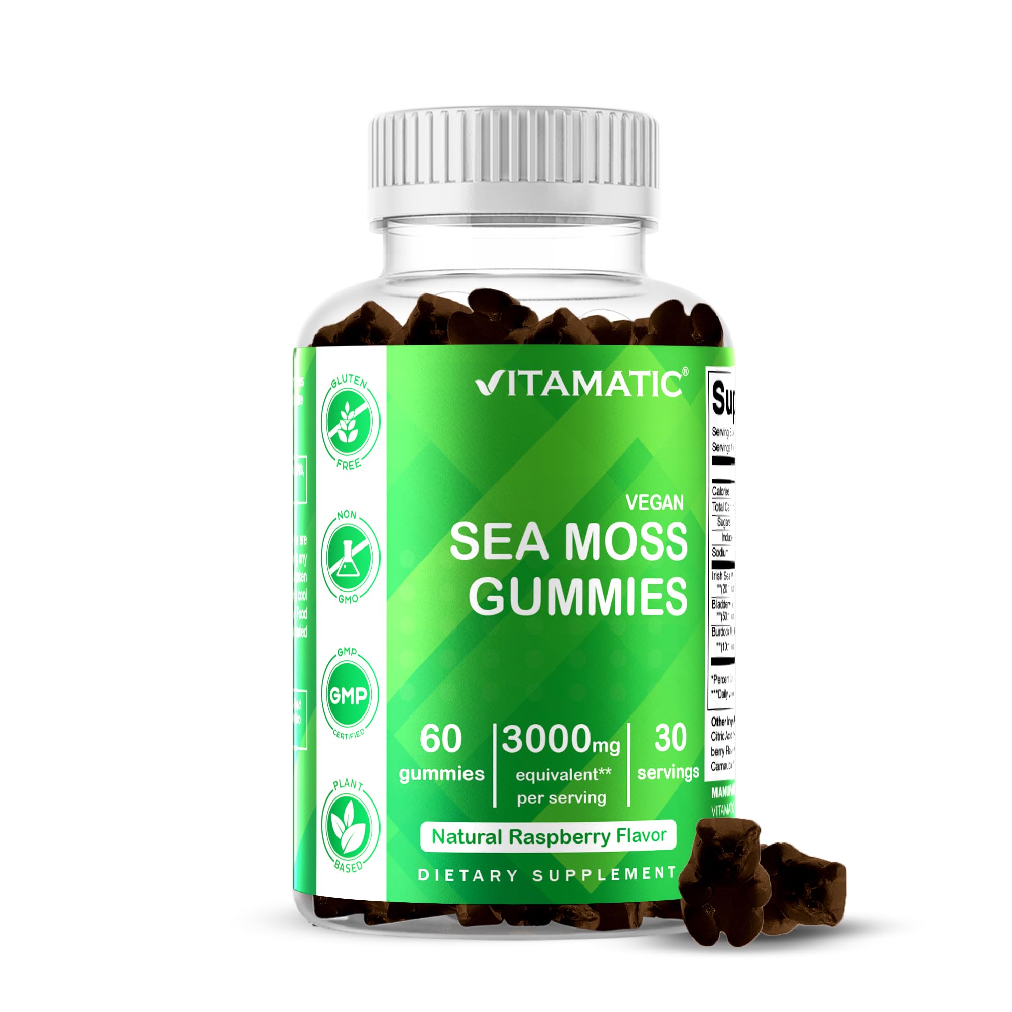 Gommes Vitamatic mousse de mer irlandaise au goût framboise, pratique au quotidien.
