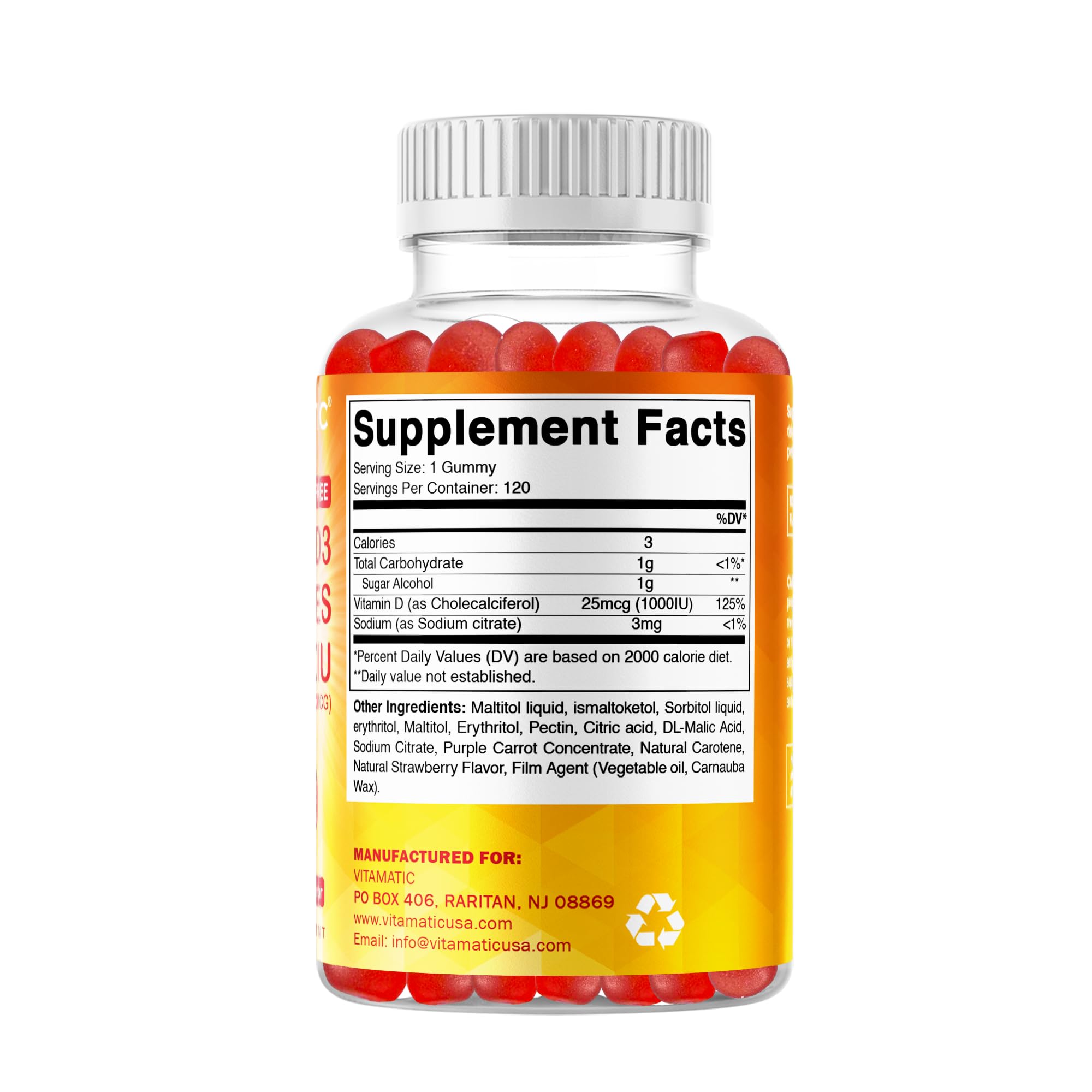 Gommes Vitamatic D3 polyvalentes pour le bien-être quotidien, goût agréable.