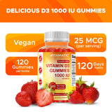 Texture douce des gommes Vitamatic D3, prise facile après le petit-déjeuner.