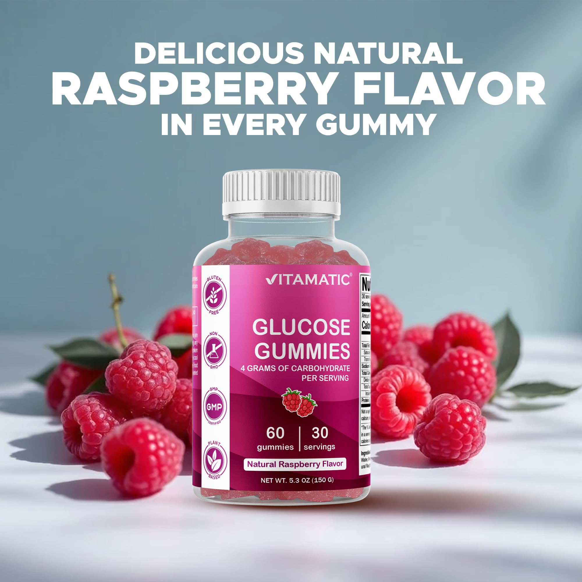 Vitamatic gommes glucose framboise – qualité et ingrédients fiables.