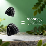 Vitamatic gommes moringa saveur pomme rouge près du paquet.