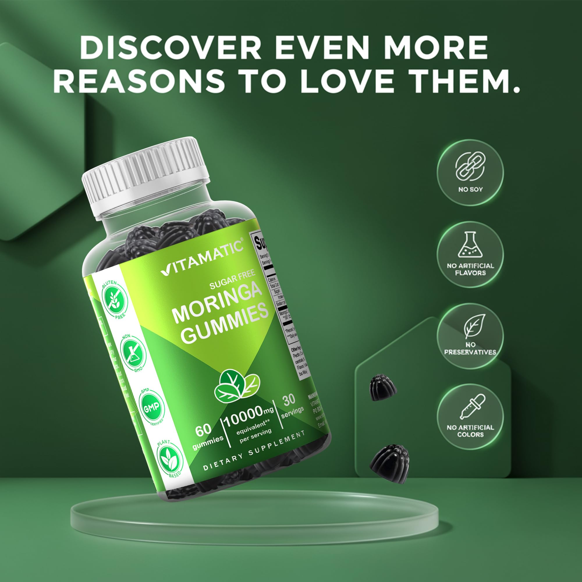 Gommes moringa Vitamatic saveur pomme rouge, portion pratique.