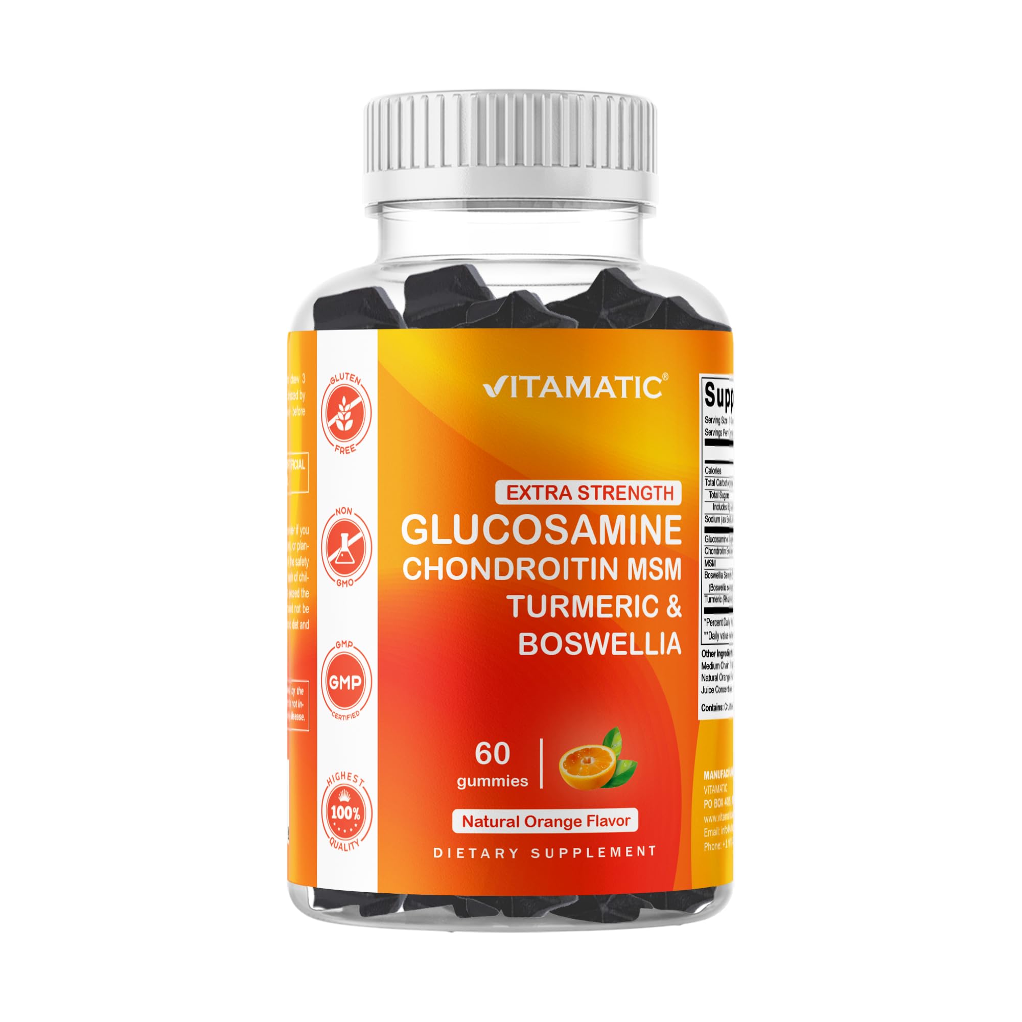 Gommes Vitamatic parfum orange, boîte ouverte, pratique pour soutenir la mobilité des articulations.
