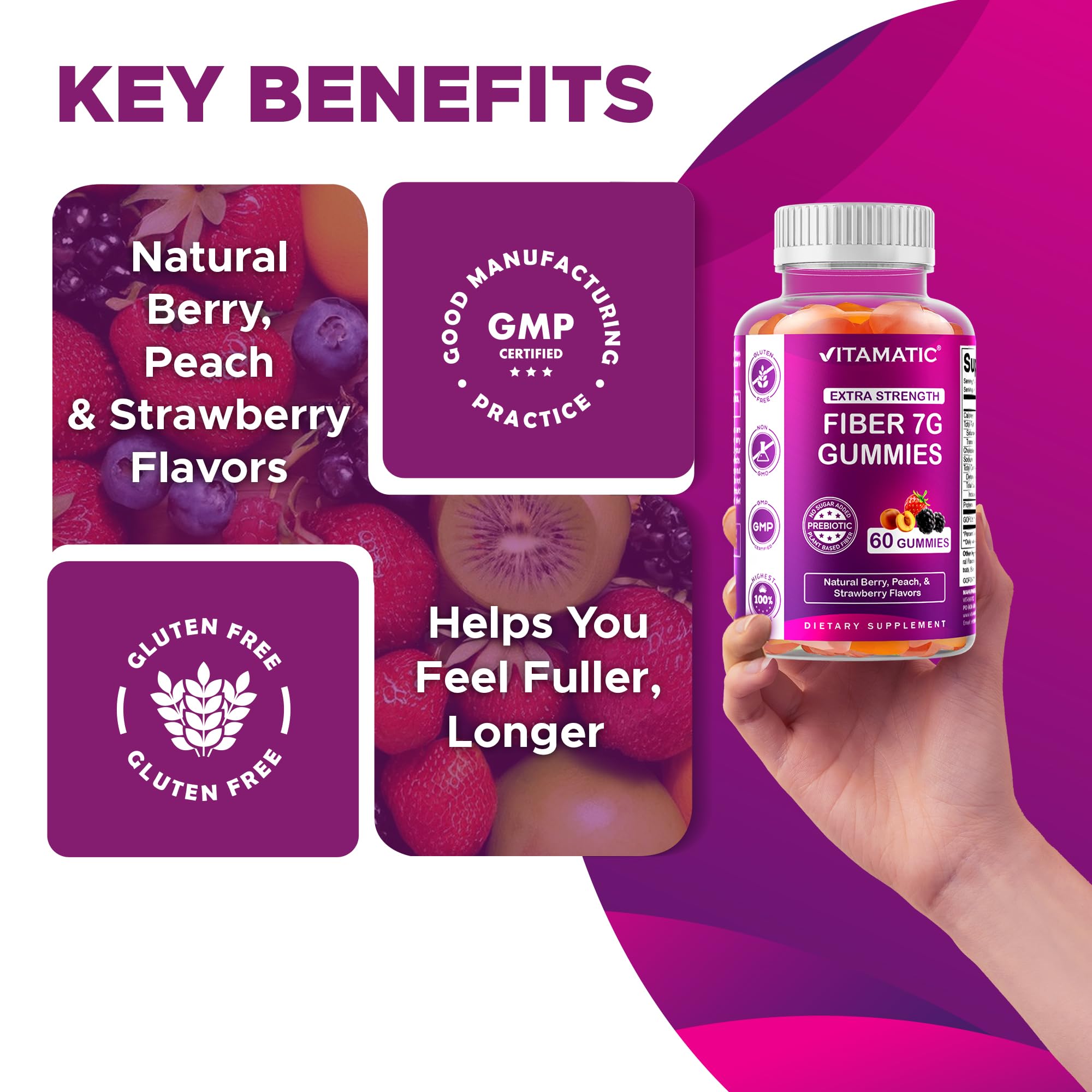 Texture douce des gommes Vitamatic en bouche.