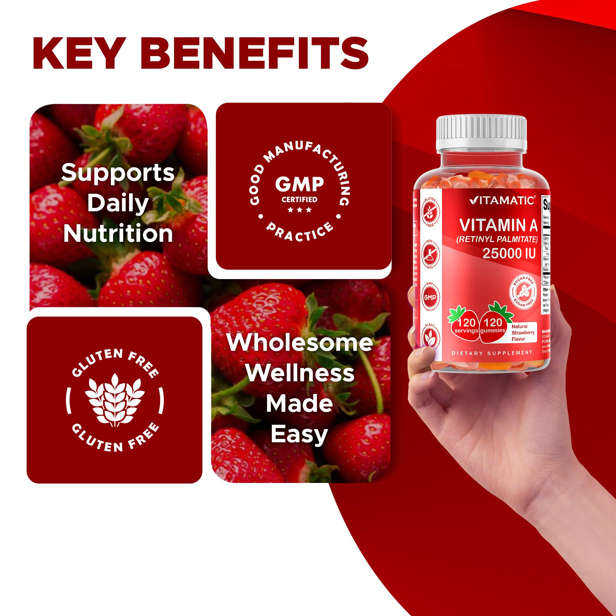 Gommes Vitamatic sans gluten, adaptées aux régimes sans gluten.