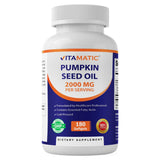 Vitamatic huile de graines de citrouille – bouteille scellée pour un apport quotidien en acides gras.