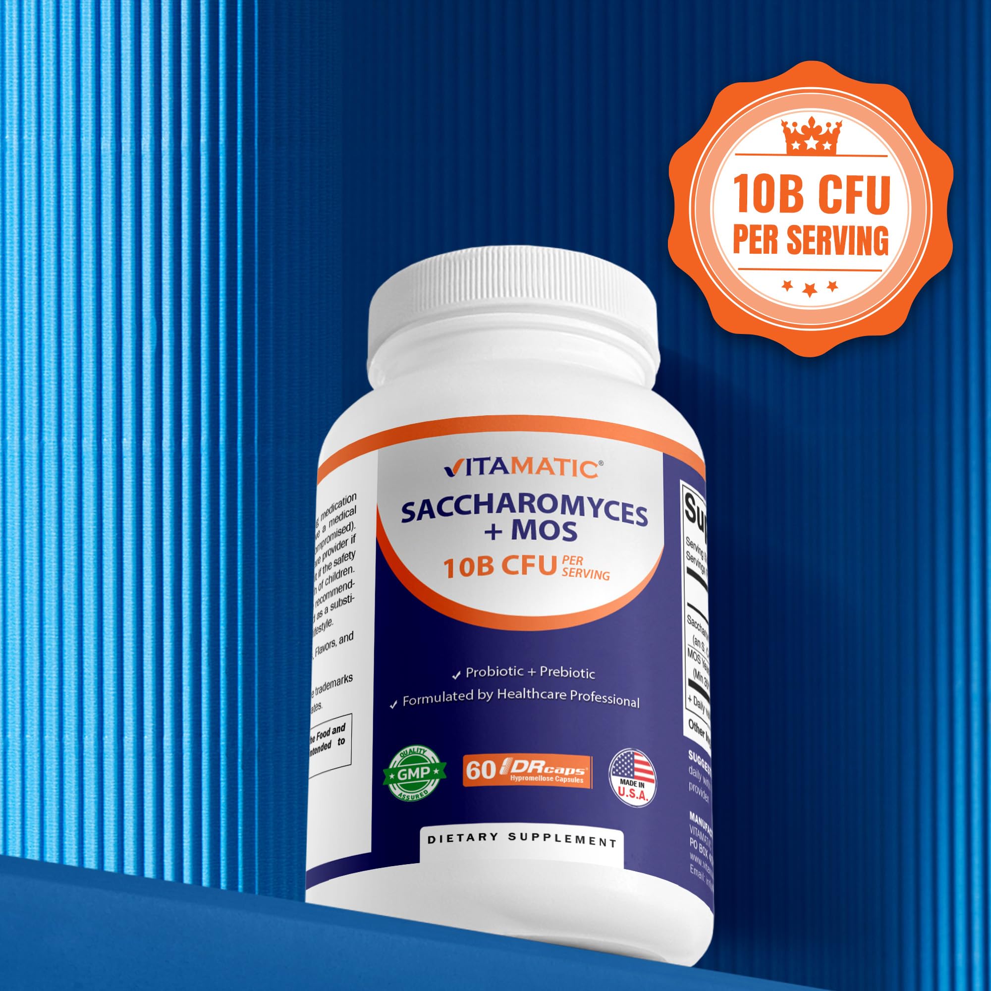 Emballage Vitamatic; sans gluten et sans OGM pour plus de transparence.