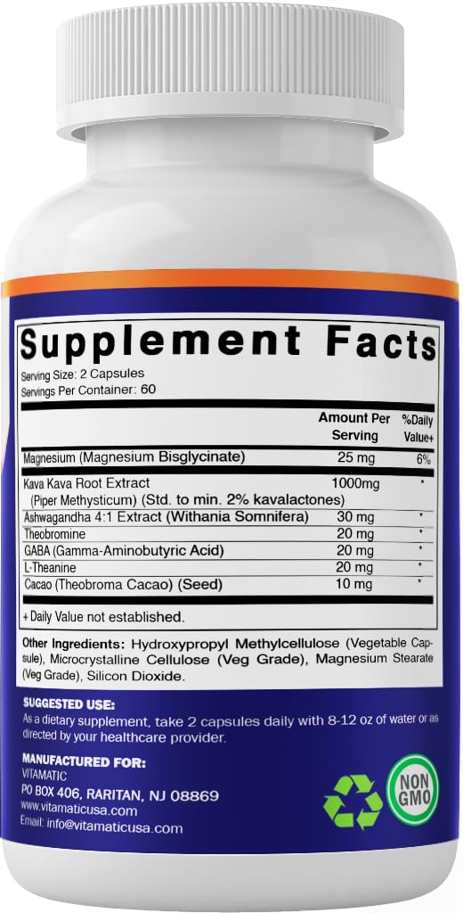 Vitamatic Kava Kava 1000mg – emballage recyclable pour une routine nocturne