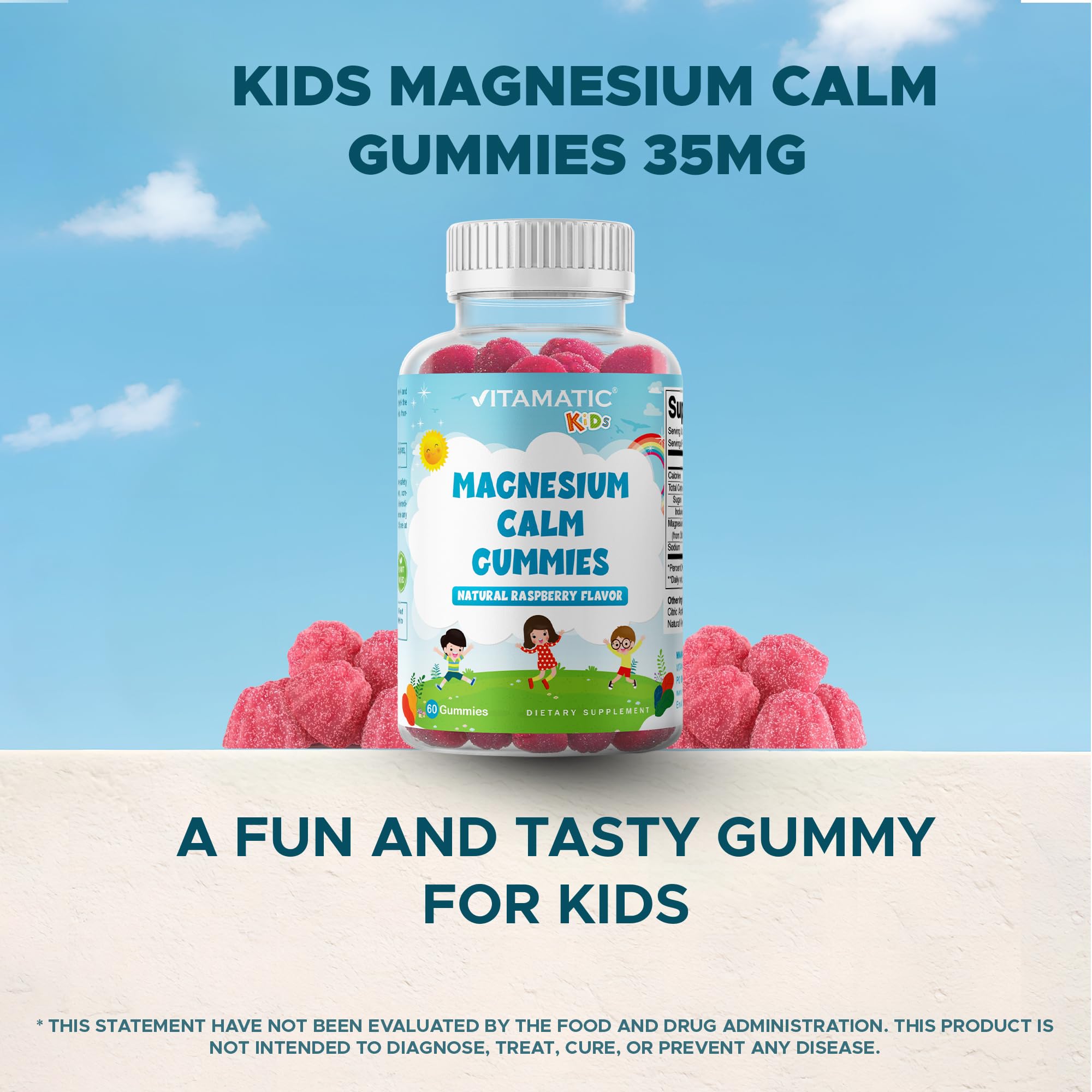 Portion délivrant 600 mg de magnésium dans Vitamatic Kids Magnesium Calm.