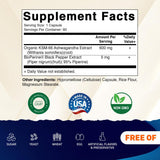 Étiquette nutritionnelle Vitamatic KSM-66 Ashwagandha, simplicité et clarté.