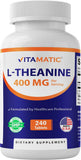 Vitamatic L Théanine, bouteille de 240 comprimés, idéale pour une routine durable.