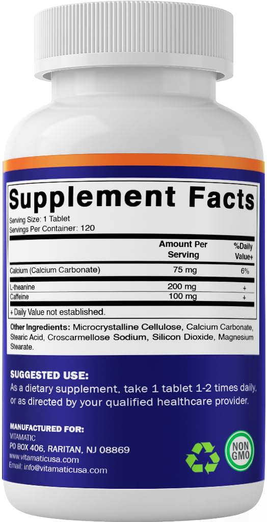 Matinée efficace: Vitamatic L-Theanine Caféine pour démarrer la journée.