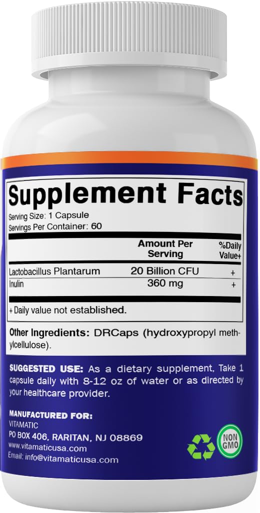 Vitamatic Lactobacillus Plantarum, tableau nutritionnel, détails sur la composition sans compromis.
