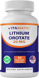 Vitamatic Lithium Orotate 20 mg, capsules végétariennes faciles à avaler.