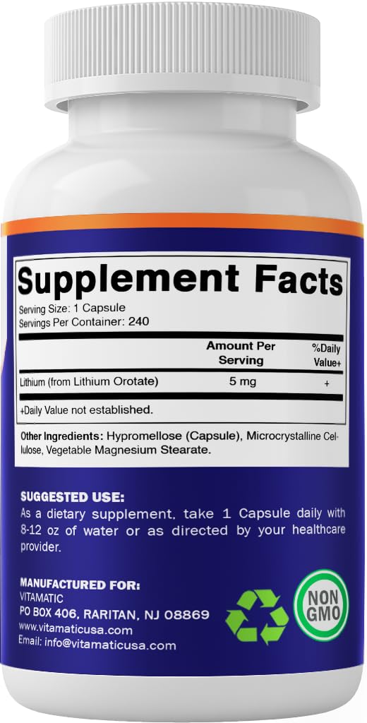 Vitamatic Lithium Orotate 5 mg, contrôle qualité par des tiers pour votre confiance.