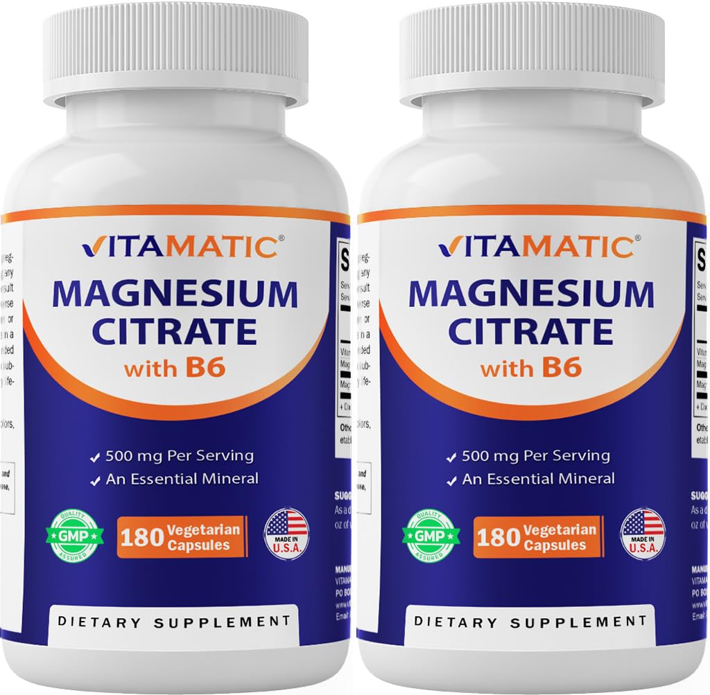 Vitamatic Magnesium Citrate : boîte 180 capsules facile à prendre pour le quotidien.