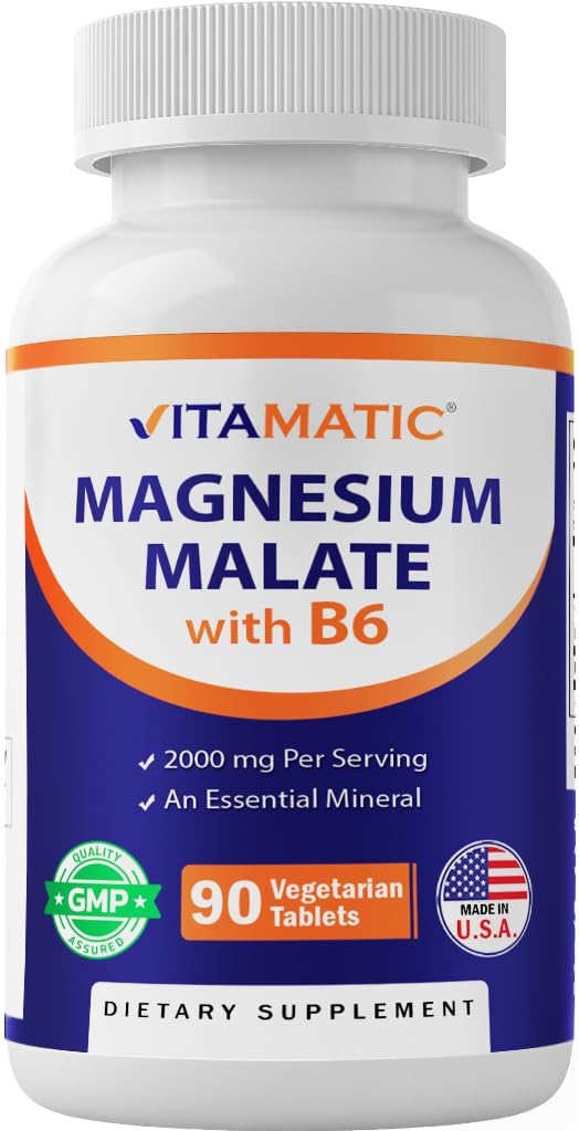 Flacon Vitamatic Magnésium Malate avec portion de 2000 mg pour le soutien musculaire
