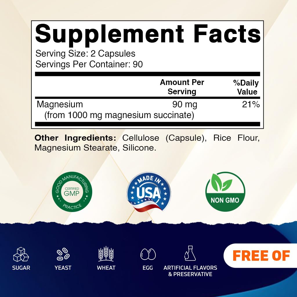 Vitamatic Magnésium Succinate – gélules haute biodisponibilité et digestion douce