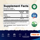 Capsules molles Vitamatic MCT en gros plan, absorption potentielle rapide.
