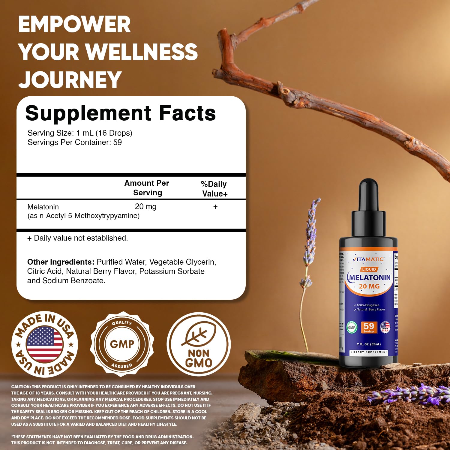 Vitamatic Mélatonine gouttes - dosage ajustable pour besoins nocturnes