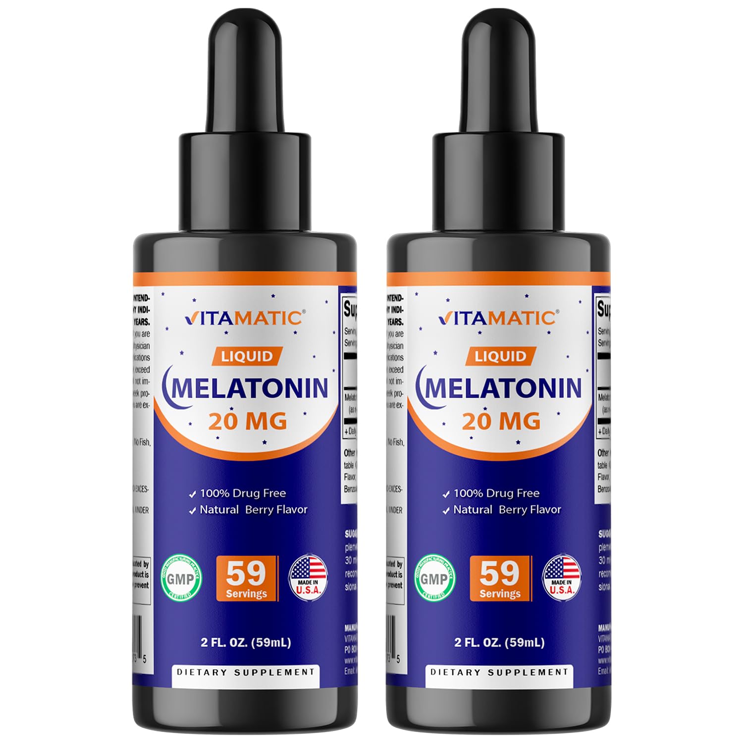 Vitamatic Mélatonine gouttes - flacon pratique favorisant un sommeil naturel
