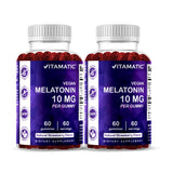 Gommes Vitamatic Mélatonine, bouteille fraise, soutien potentiel au sommeil paisible.