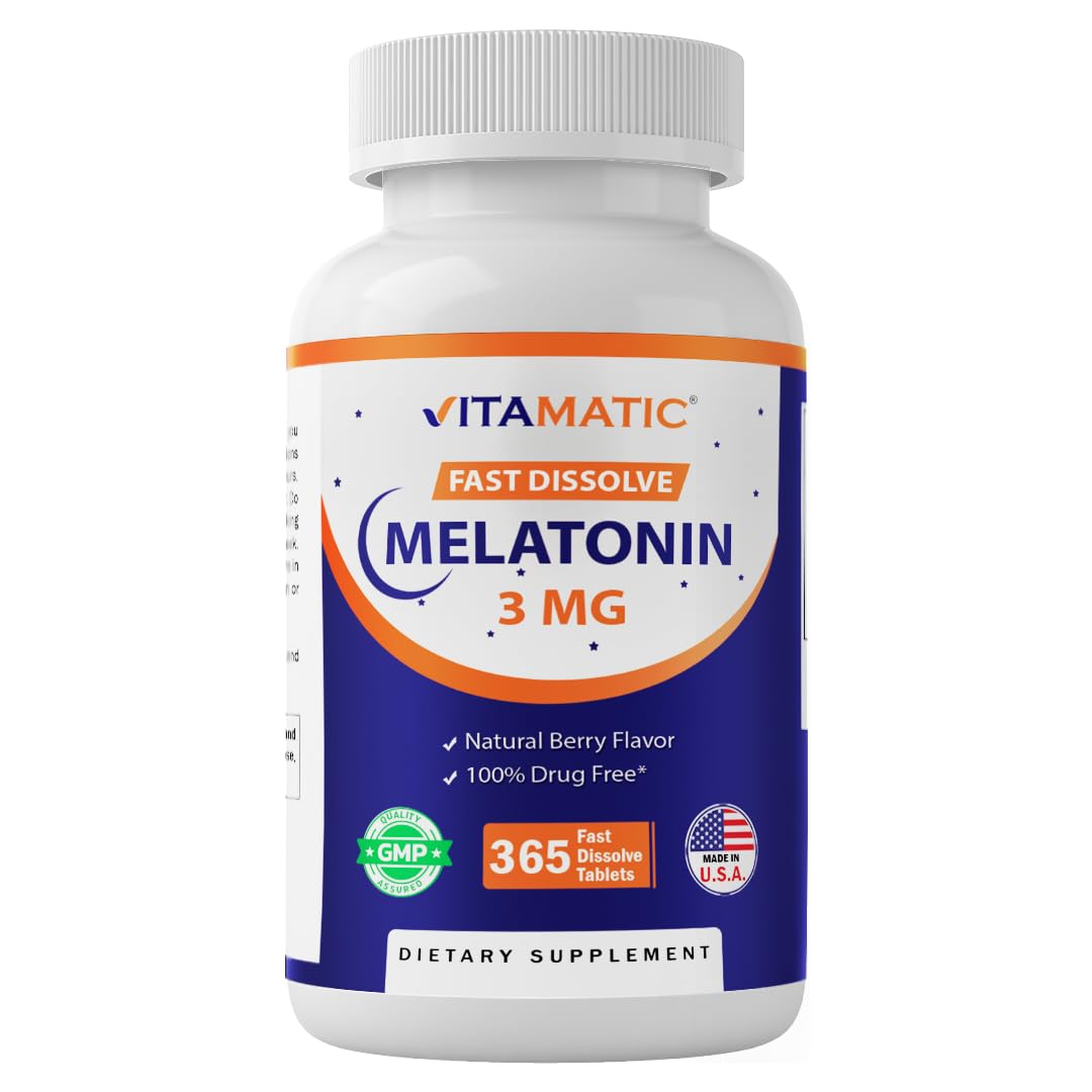 Vitamatic Mélatonine en boîte, présentation soignée pour votre routine nocturne.