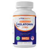 Vitamatic Mélatonine en boîte, présentation soignée pour votre routine nocturne.