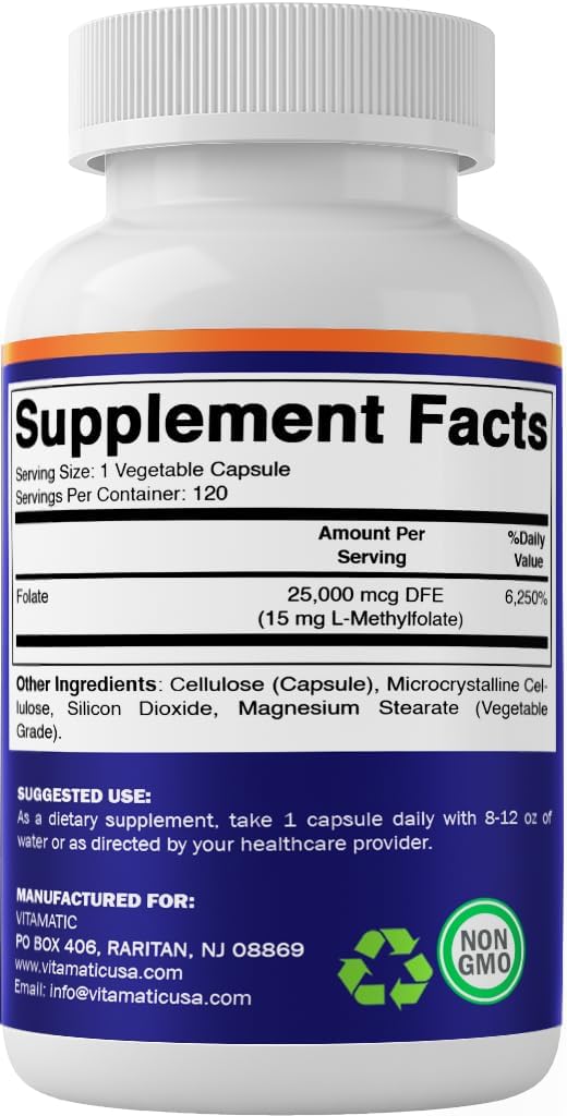 Vitamatic méthylfolate – fiche produit lisible, information claire pour l'achat.