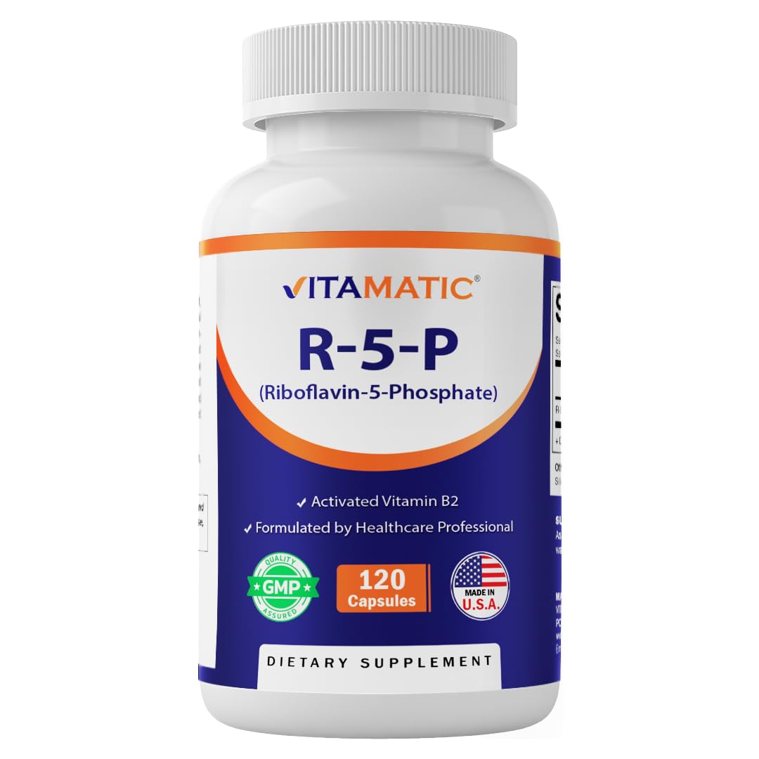 Vitamatic R-5-P: bouteille et étiquette, accès rapide au complément quotidien.