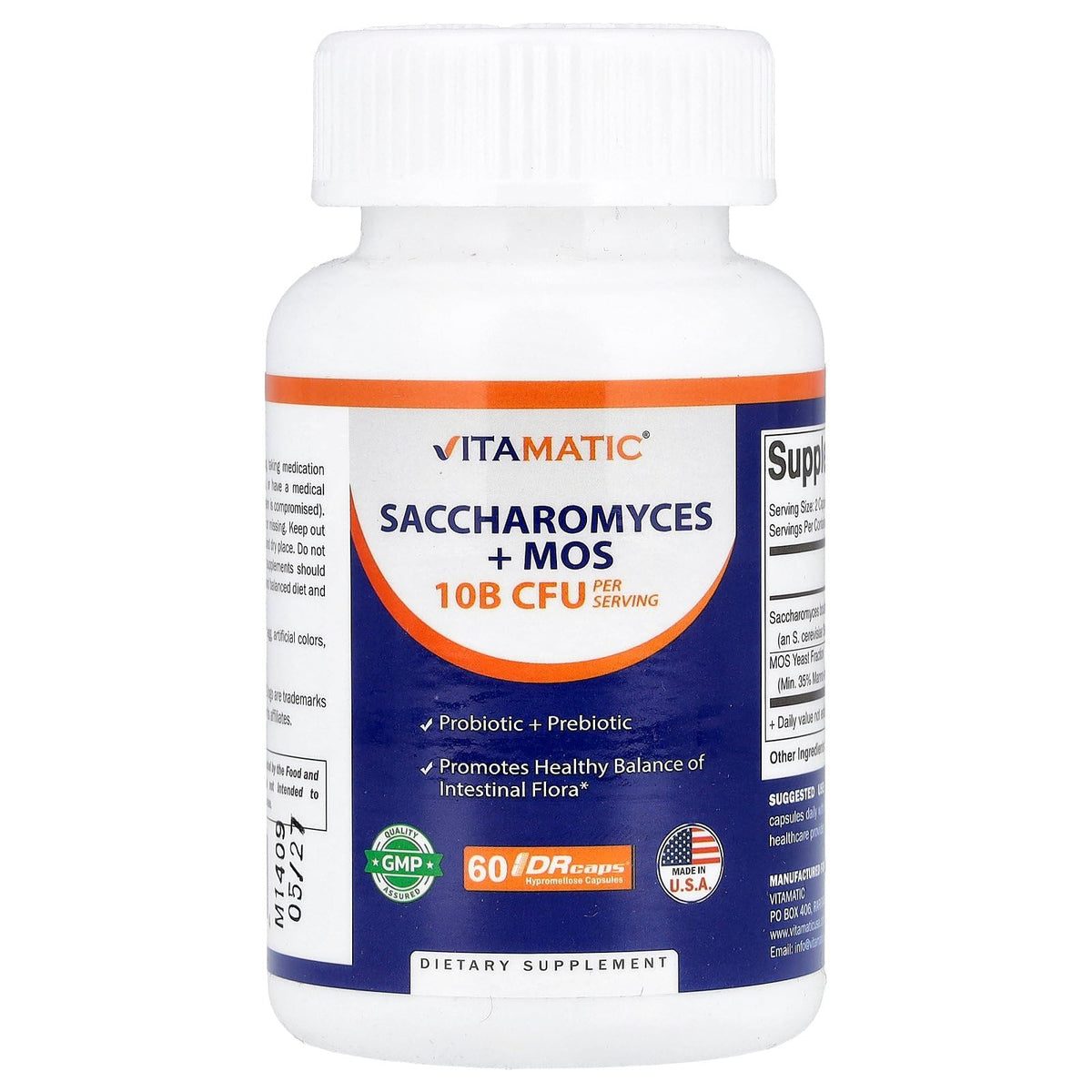 Vitamatic Saccharomyces boulardii – bouteille de probiotiques sans allergènes pour le microbiote