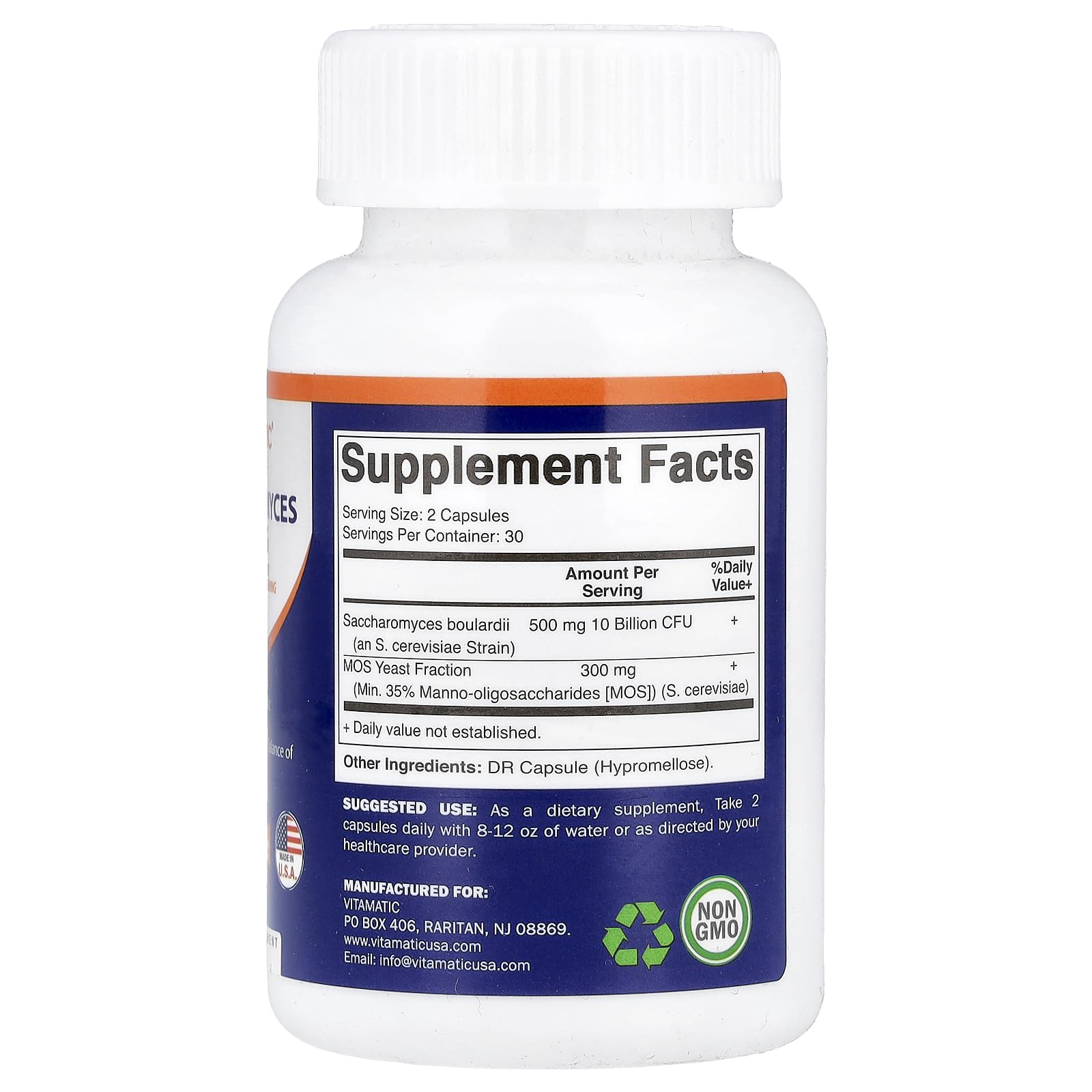 Vitamatic Saccharomyces boulardii – capsules DRcaps visibles, protection contre l'acide gastrique