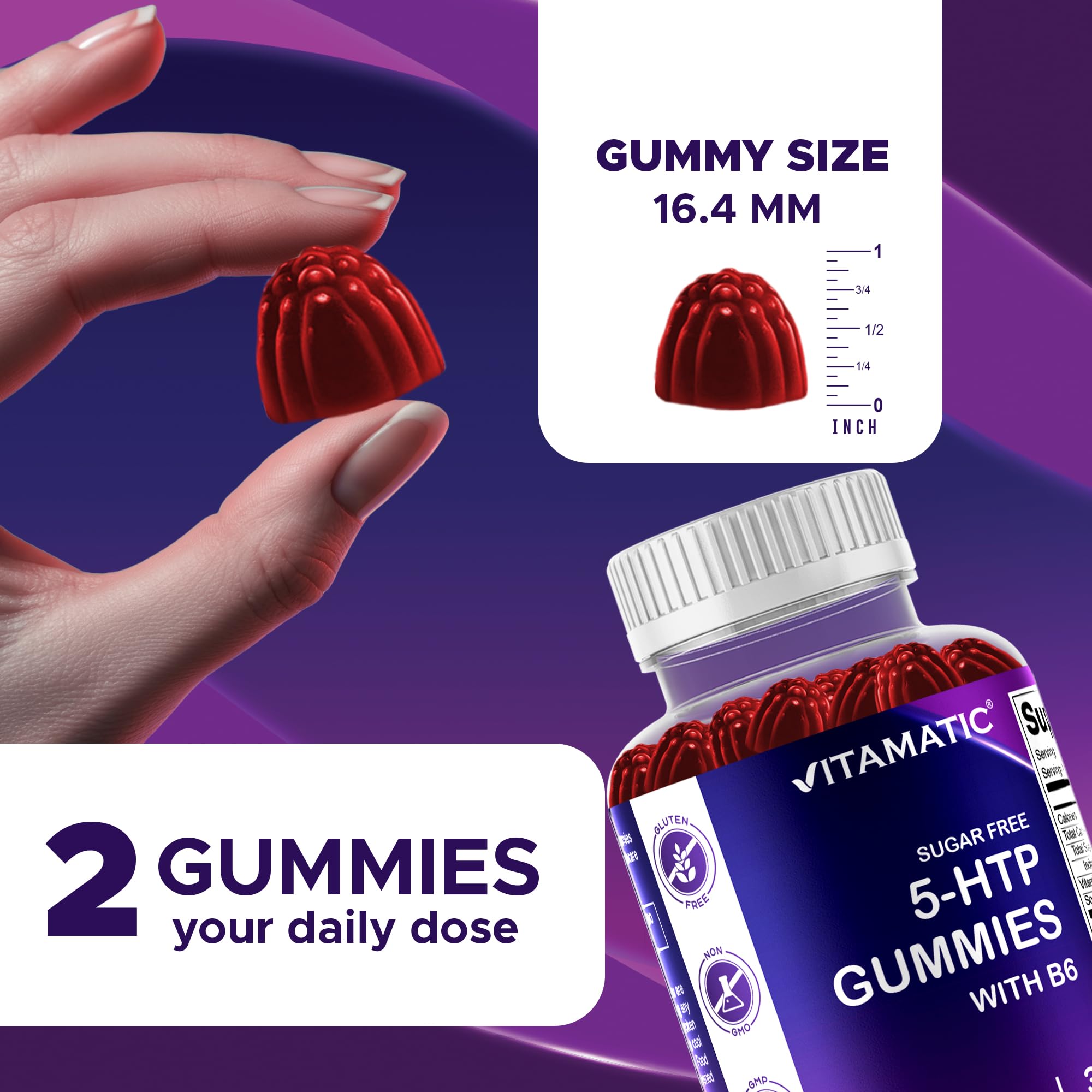 Gommes Vitamatic sans sucre 5-HTP pièces rouges et appétentes