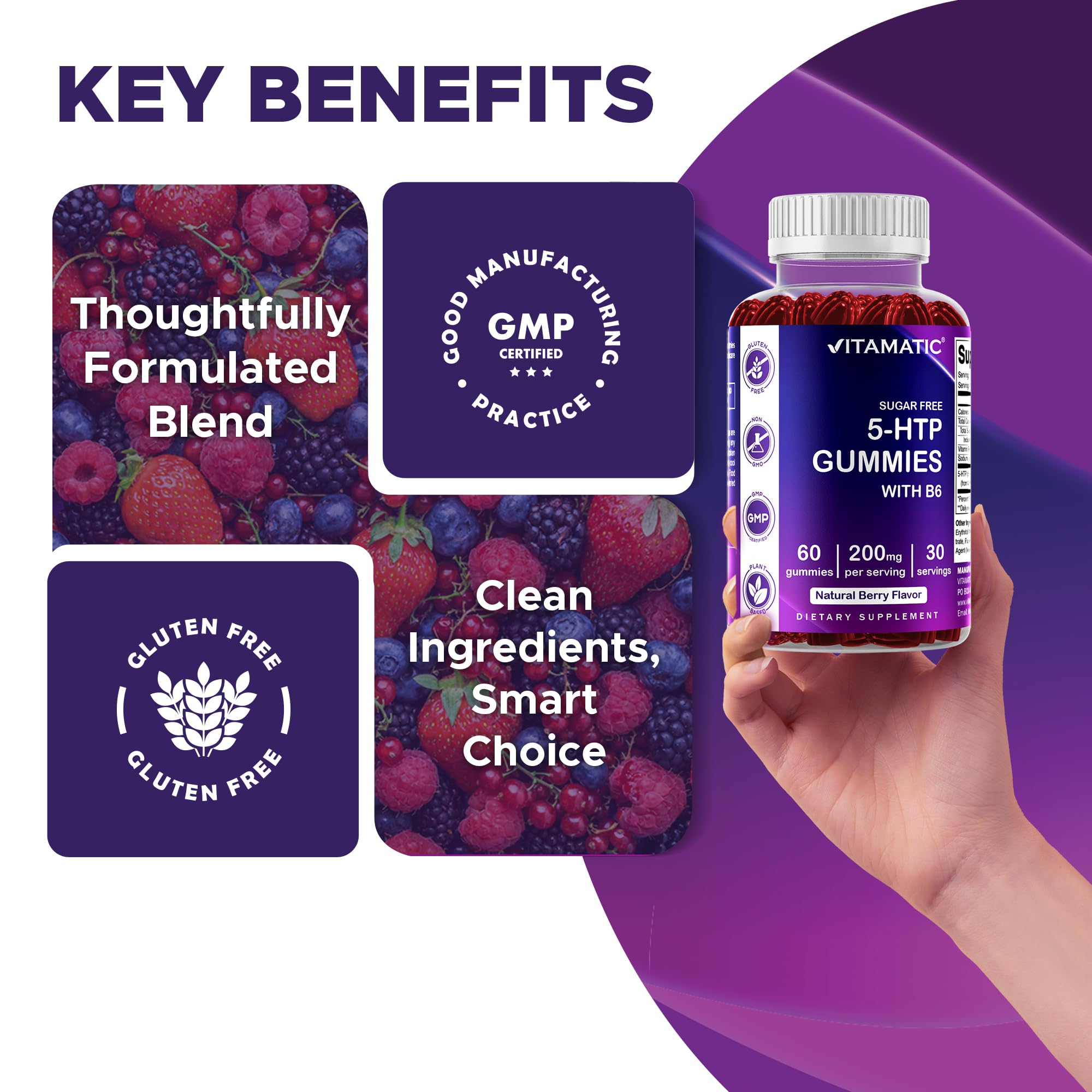 Gommes Vitamatic sans sucre 5-HTP vignette sans gluten végan