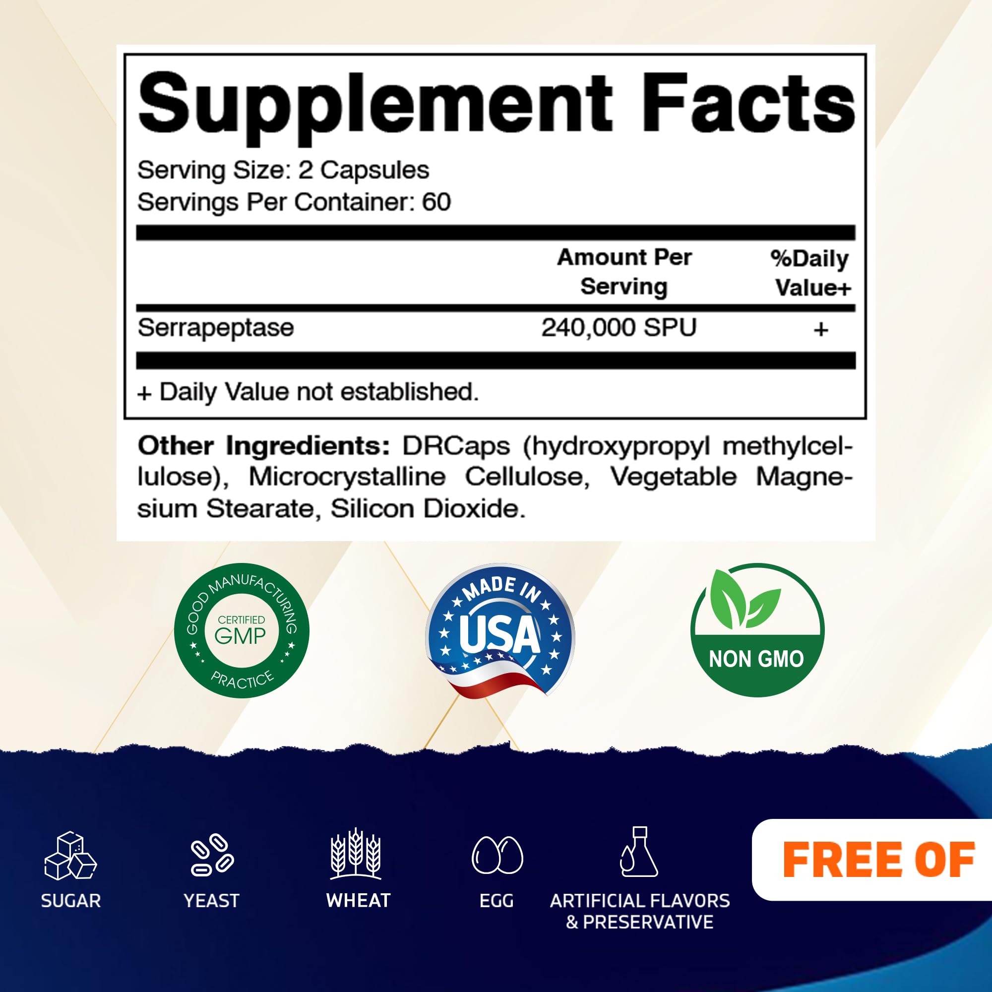 Capsules retardées Vitamatic Serrapeptase, protection et libération dans l’intestin.