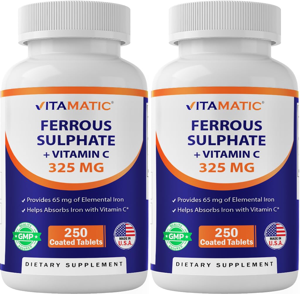 Vitamatic sulfate ferreux 325 mg – comprimés enrobés favorisant l’absorption.