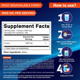 Vitamatic Taurine Pure 1000 mg, comprimés, dosage pratique pour routine végétarienne.