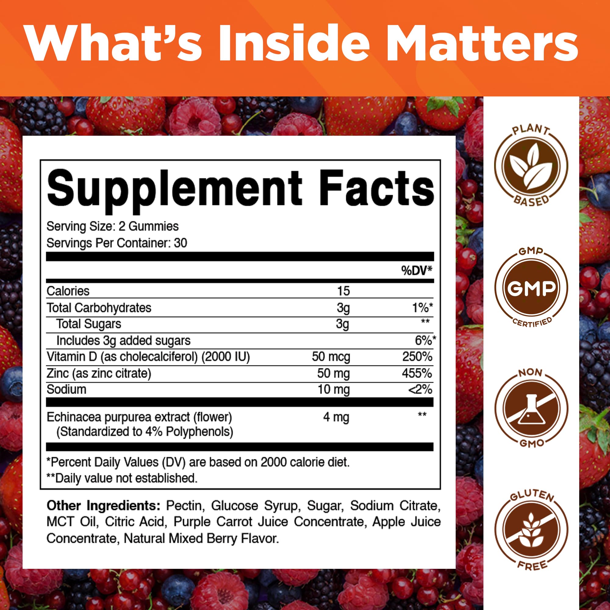 Gommes Vitamatic Zinc au goût fruits rouges, expérience agréable.